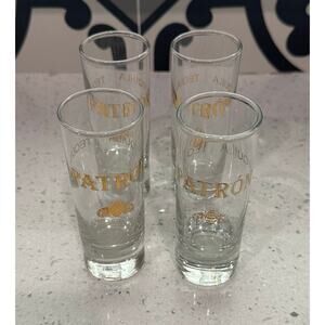 Vintage Set of 4 Patron Gold Tequila Honeybee Logo 4" Double Shot Glass